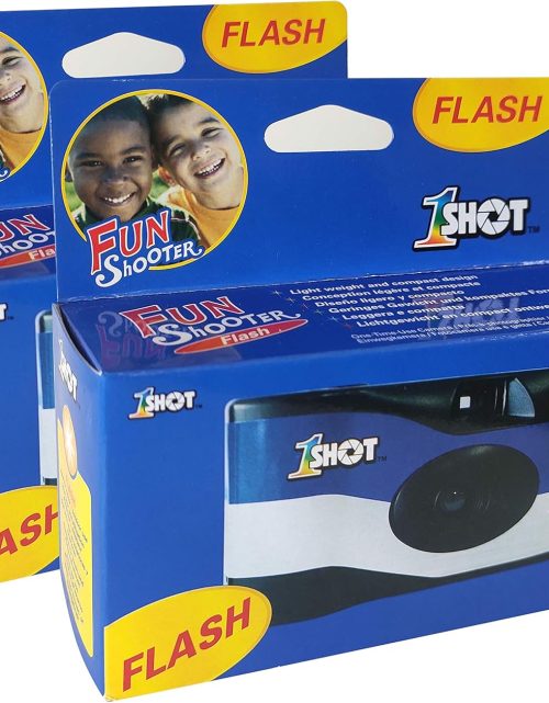 1 Shot Disposable Camera – 35mm One-Time-Use Camera – Single Use Camera with Flash – ASA/ISO 400 Color Film – 27 Exposures – Film Camera Disposable for Party, Wedding, Travel – 2-Pack