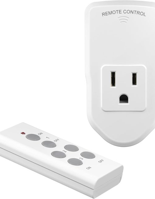 Wireless Remote Control Electrical Outlet Switch for Lights, Fans, Christmas Lights, Small Appliance, Long Range White 10A/1200W, 1 Remote + 1 Outlet
