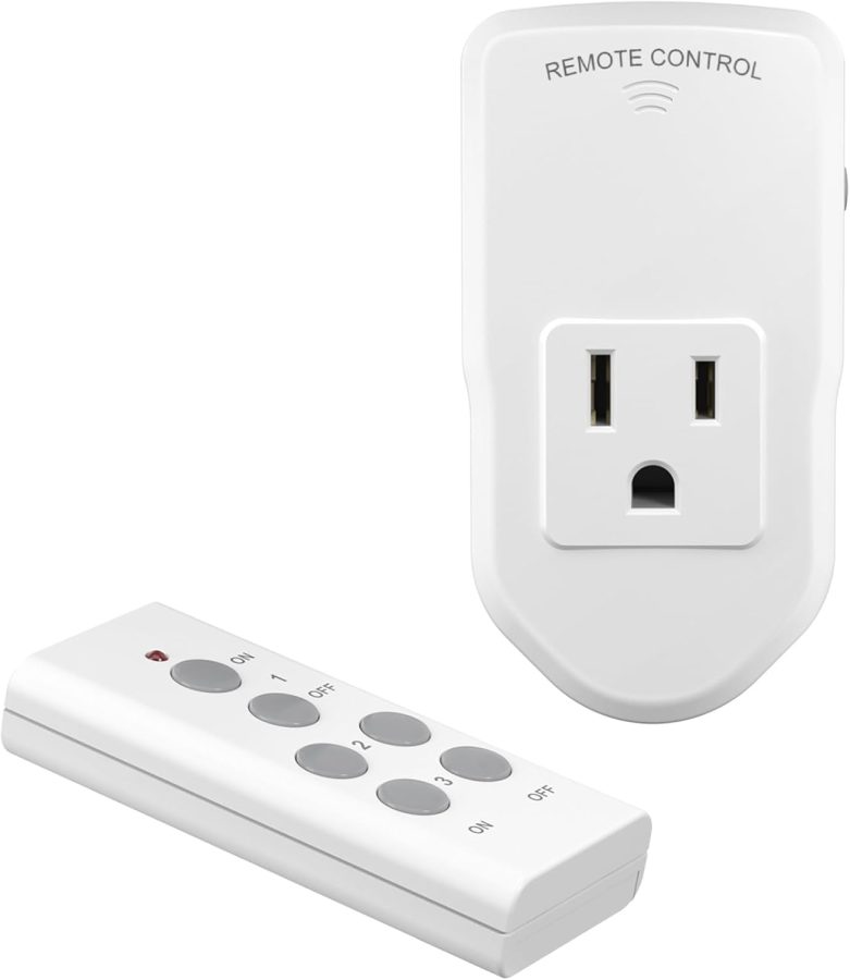 Wireless Remote Control Electrical Outlet Switch for Lights, Fans, Christmas Lights, Small Appliance, Long Range White 10A/1200W, 1 Remote + 1 Outlet