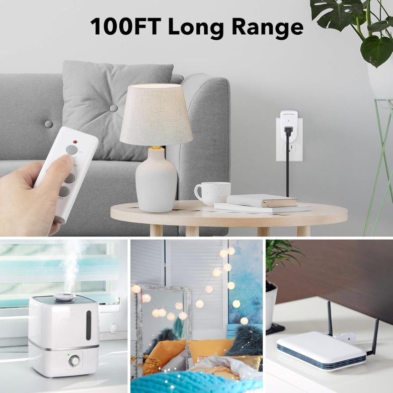 Wireless Remote Control Electrical Outlet Switch for Lights, Fans, Christmas Lights, Small Appliance, Long Range White 10A/1200W, 1 Remote + 1 Outlet - Image 2