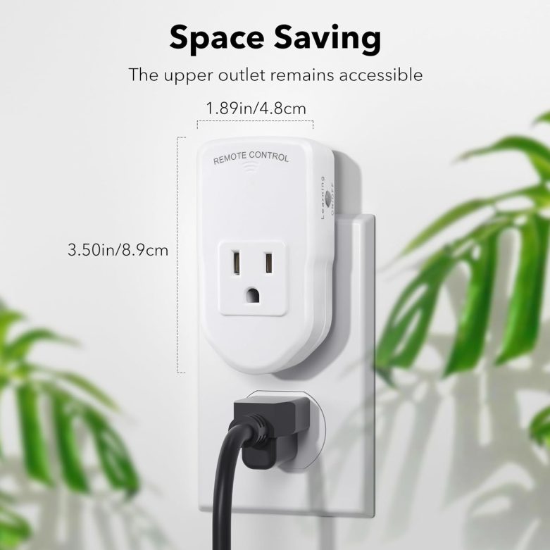 Wireless Remote Control Electrical Outlet Switch for Lights, Fans, Christmas Lights, Small Appliance, Long Range White 10A/1200W, 1 Remote + 1 Outlet - Image 3
