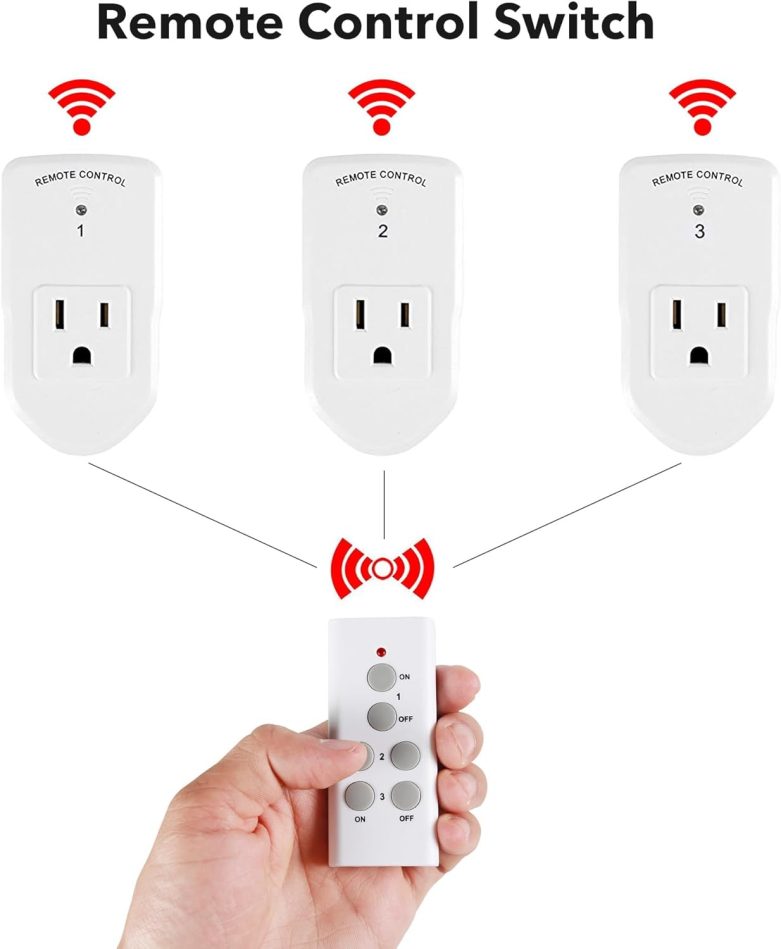 Wireless Remote Control Electrical Outlet Switch for Lights, Fans, Christmas Lights, Small Appliance, Long Range White 10A/1200W, 1 Remote + 1 Outlet - Image 5