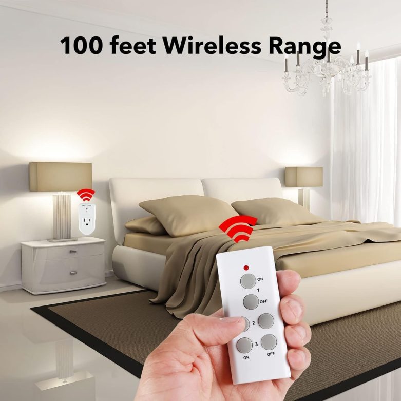 Wireless Remote Control Electrical Outlet Switch for Lights, Fans, Christmas Lights, Small Appliance, Long Range White 10A/1200W, 1 Remote + 1 Outlet - Image 8