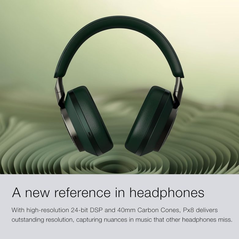 Bowers & Wilkins Limited Edition Px8 Over-Ear Wireless Headphones, Advanced Active Noise Cancellation, Luxurious Materials, 30-Hour Battery Life, 15-Min Quick Charging, Dark Forest - Image 2