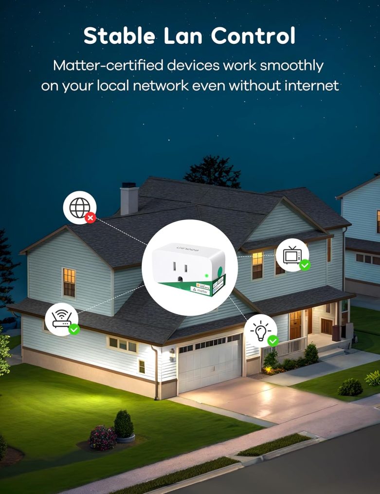 Matter Smart Plug 1 Pack, Smart Outlet That Work with Alexa, Alexa Smart Plugs 15A/1800W Max, Home Automation, APP Remote Control, Timer&Schedule, 2.4GHz Wi-Fi Only - Image 3