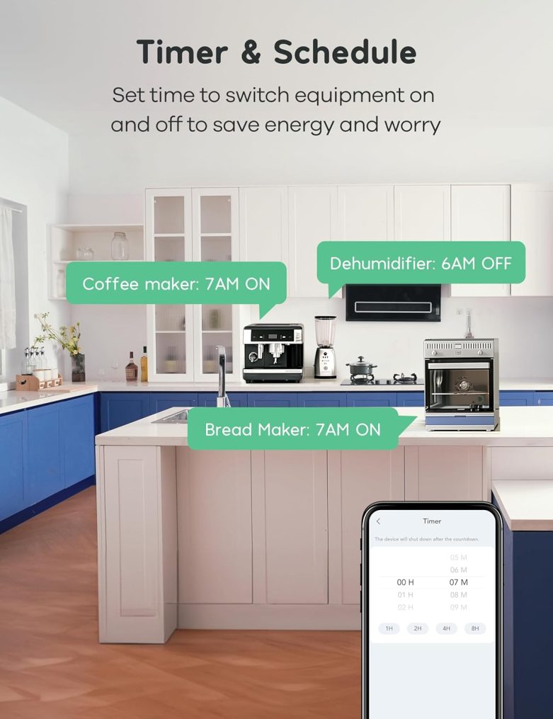 Matter Smart Plug 1 Pack, Smart Outlet That Work with Alexa, Alexa Smart Plugs 15A/1800W Max, Home Automation, APP Remote Control, Timer&Schedule, 2.4GHz Wi-Fi Only - Image 5
