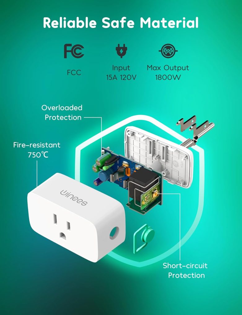 Matter Smart Plug 1 Pack, Smart Outlet That Work with Alexa, Alexa Smart Plugs 15A/1800W Max, Home Automation, APP Remote Control, Timer&Schedule, 2.4GHz Wi-Fi Only - Image 7